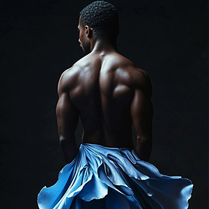 A promotional image for Man in a Dress.